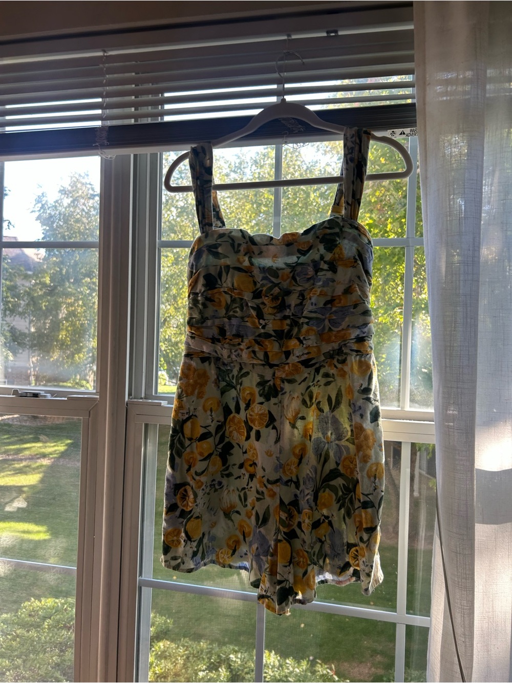 Abercrombie & Fitch Yellow and Green Floral Mini Dress
